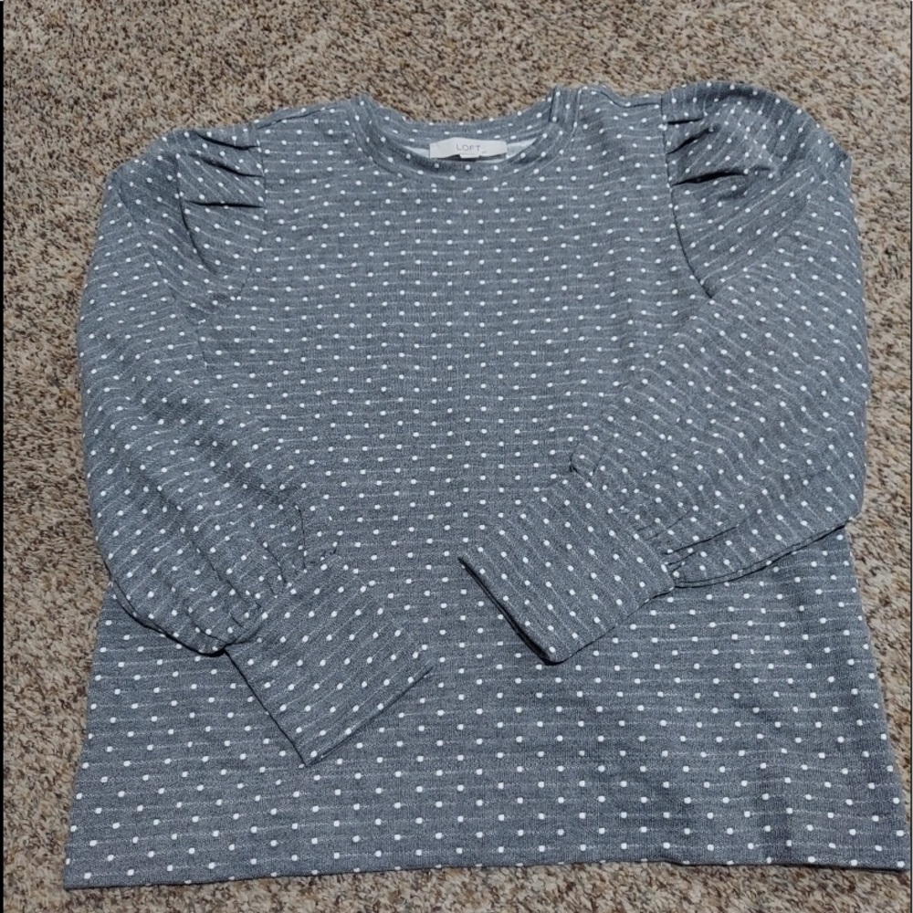 Dotted Puff Sleeve Sweatshirt
